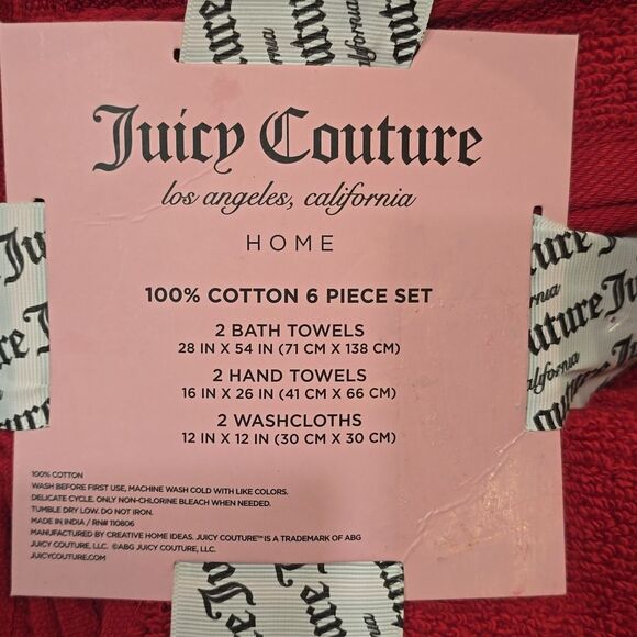 Juicy Couture Home Embossed Logo 6-PC Bath Towel Set - Picture 4 of 6